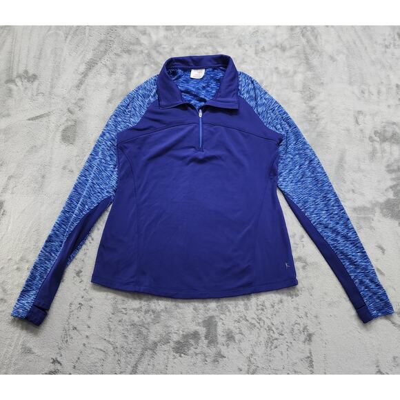 Danskin Now Jackets & Blazers - Danskin Now Jacket Womens M Blue 1/4 Zip Long Sleeve Thumbholes Pullover Workout
